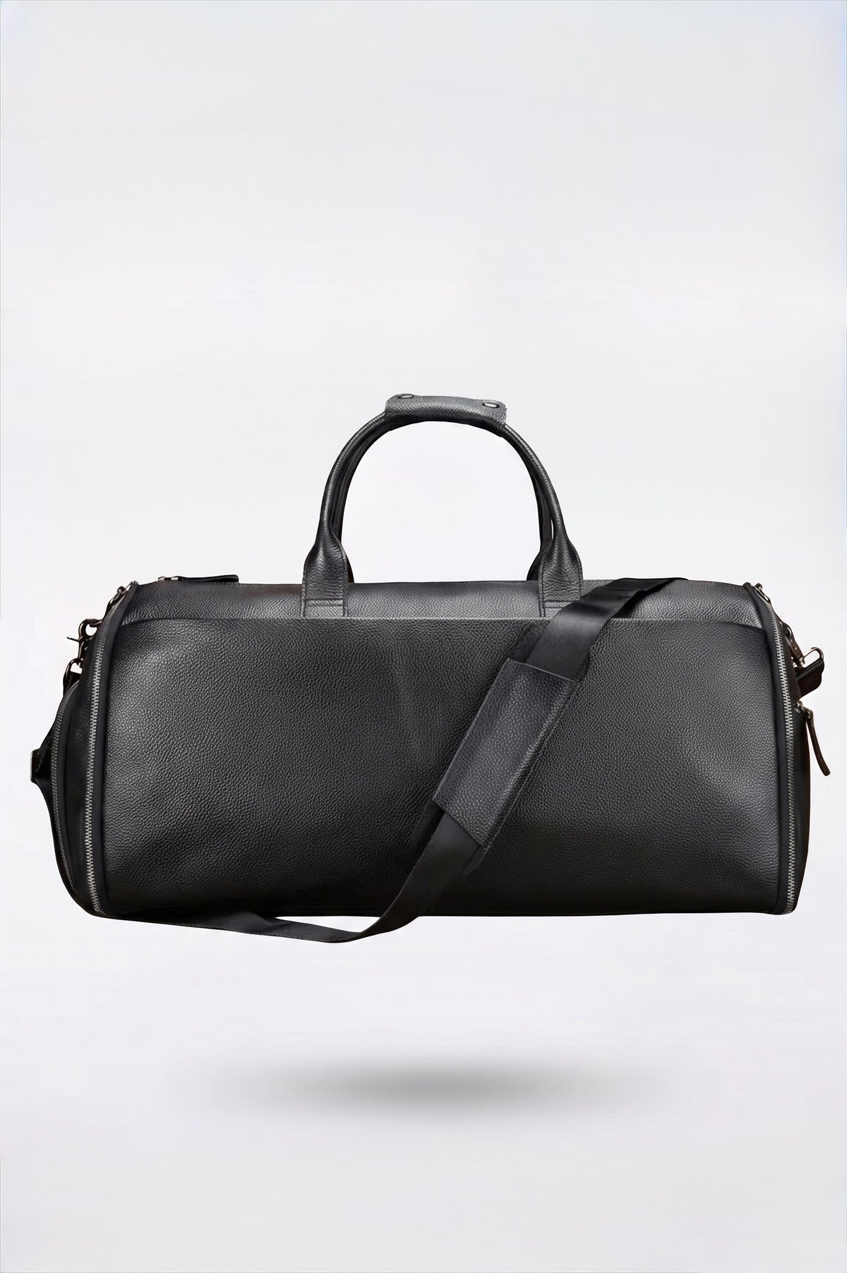 Bolso de viaje de cuero negro C-01, vista de producto.