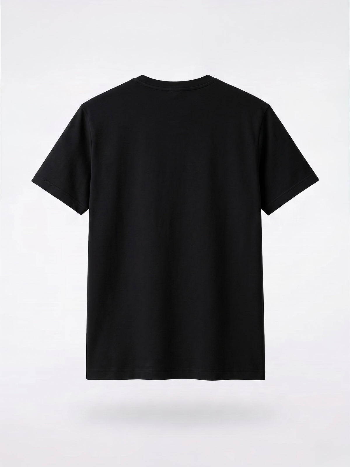 Polo negro de algodón Pima para hombre T-01, vista posterior.