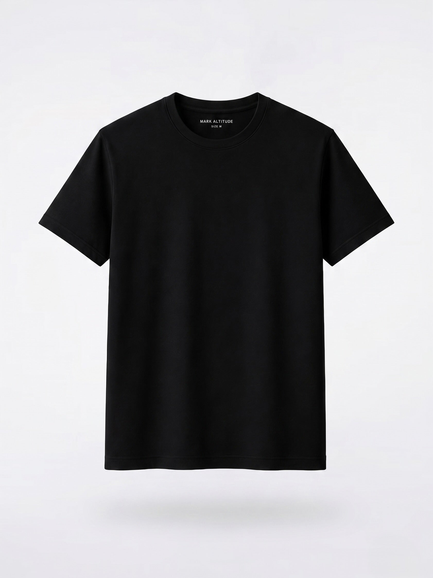 Polo negro de algodón pima para hombre, vista frontal.